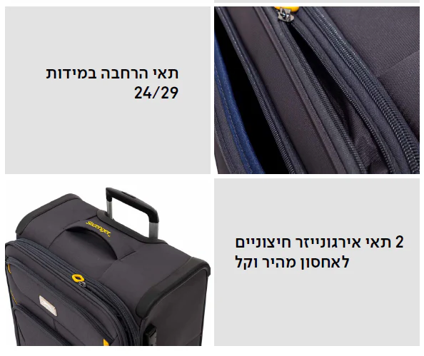 מזוודה בד קטנה עליה למטוס, 19" מסדרת הפרימיום של SLAZENGER דגם New York - Image 12